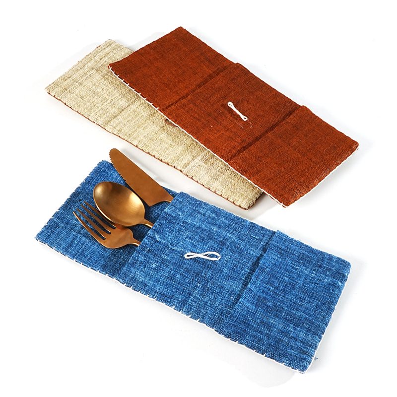 Hemp cutlery pouch